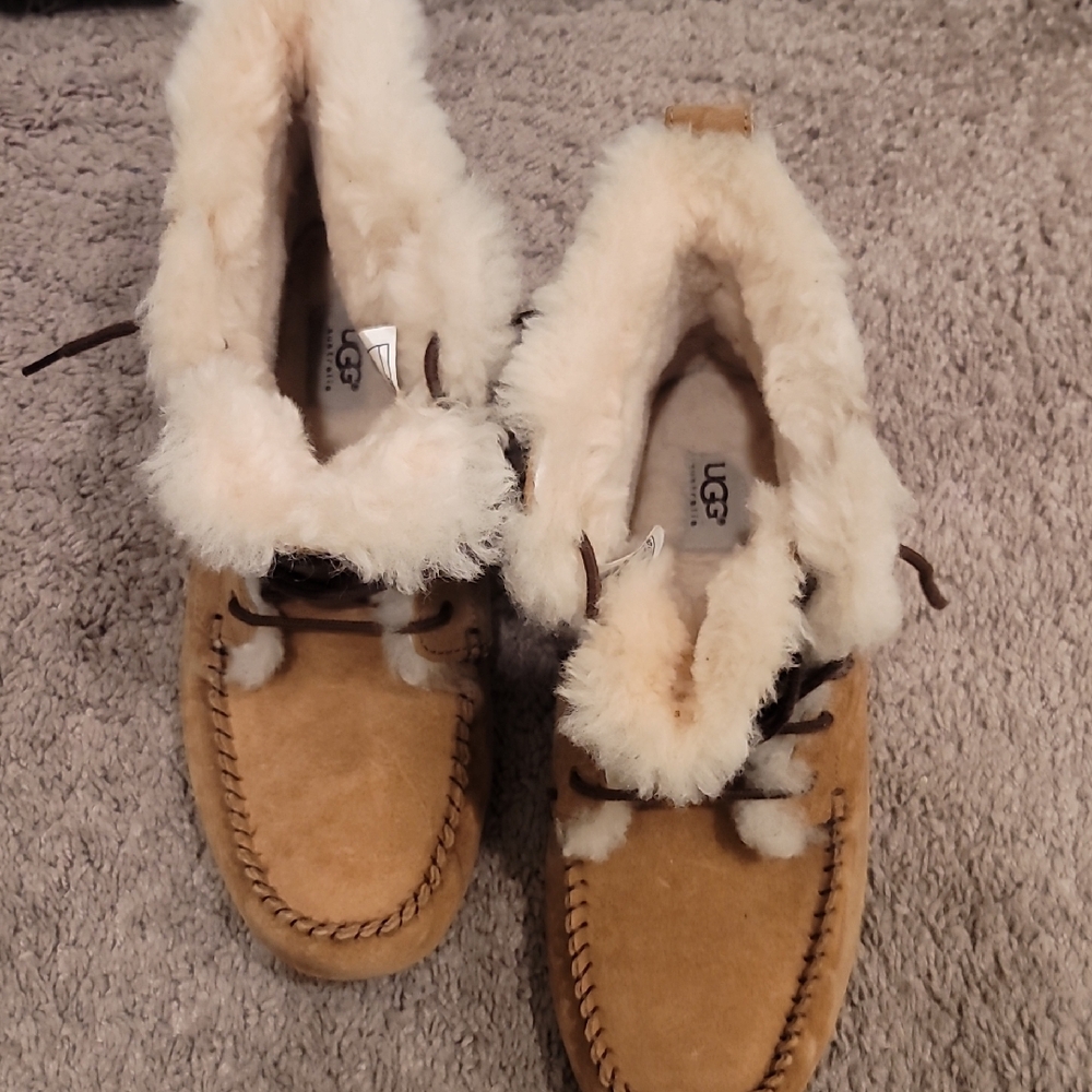 UGG Tan Suede Shearling Slippers